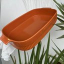 Ver imagem 3 de Kit 2 Travessas Retangulares 28x17cm Laranja Germer Porcelana Assar e Servir Refratária