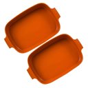 Ver imagem 1 de Kit 2 Travessas Retangulares 28x17cm Laranja Germer Porcelana Assar e Servir Refratária