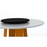 Mesa de Jantar Redonda Isabela 1,35m com Tampo Giratório Ypê/off White/preto - New Ceval - 2