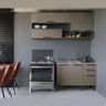Cozinha Completa Planejada Compacta Caiena 2 Peças 6 Portas 3 Gavetas 1 Nicho Marrom Madeira Cinza - 1