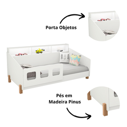 Cama Mavi Infantil Juvenil Branca + Colchão - 4