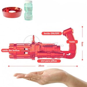 Máquina Elétrica Tiktok Lança Bolhas Vermelho
