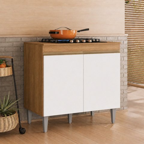 Balcão de Cozinha de 79cm com Tampo para Cooktop 4 e 5 Bocas Alinne