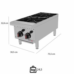 Fogão Profissional Progás Pro-2000 a Gás 2 Bocas para Bancada Aço Inox P44607 - 3