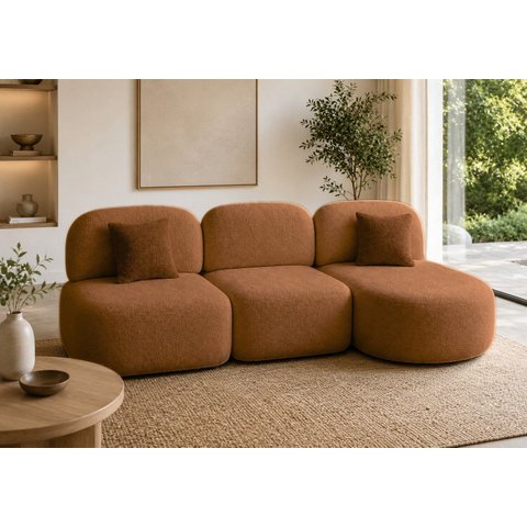 Sofá Orgânico Modular Nuvia 275cm Bouclé Terracota