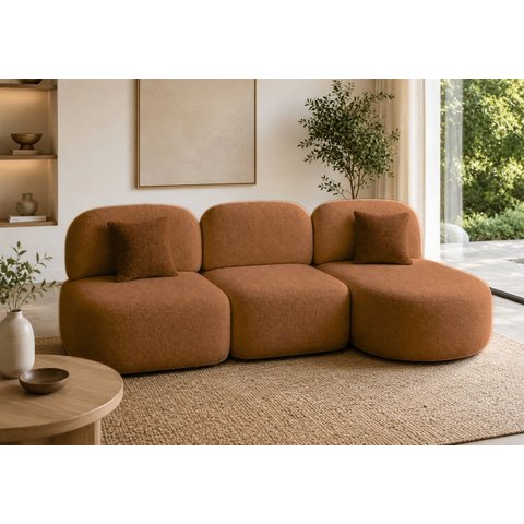 Sofá Orgânico Modular Nuvia 275cm Bouclé Terracota