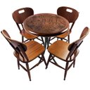 Ver imagem 1 de Cj Mesa Madeira 60cm - Bistrô Fixa 78cm + 4 Cadeiras 43 - Natural - Beer Happy Hour