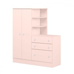 Guarda-Roupa Infantil com Cômoda Doce Sonho 2 Portas 3 Gavetas - Qmovi - 1
