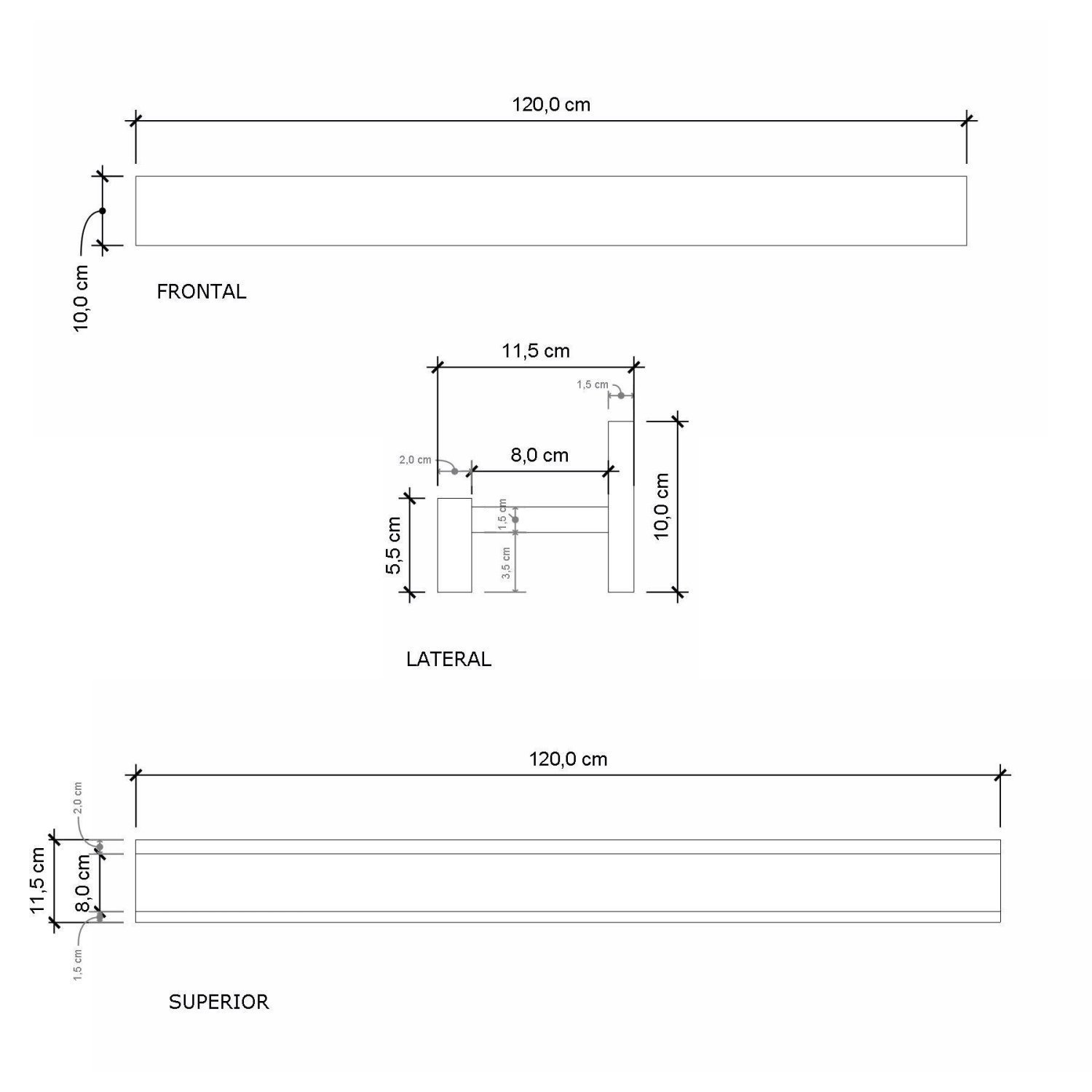 Porta Shampoo Linear 120cm  - 3