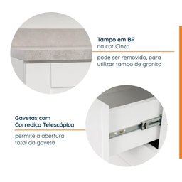 Balcão 4 Gavetas 40cm com Tampo Arizona Cabecasa Madeiramadeira - 5