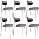 Ver imagem 1 de Kit 06 Cadeiras Estofada para Sala de Jantar Astrid Branco C01 Linho Cinza Courino Preto - Lyam