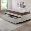 Ver imagem 6 de Base Box Cama Solteirão Sapateira Courino Linho Areia e Colchão Relax Adorabile Ecoflex 96x203