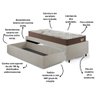 Base Box Cama Solteirão Sapateira Courino Linho Areia e Colchão Relax Adorabile Ecoflex 96x203 - 9