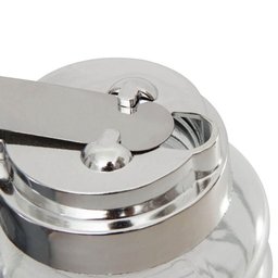 Kit 6 Meleiras de Vidro 6x12cm com Dosador 280ml Lyor Pote Mel Tampa Cromada - 4