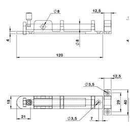Trinco Universal 12cm Latão Latonado Cartela Isero - 2