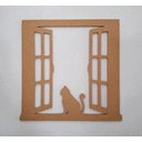 Ver imagem 3 de Quadro Decorativo Gato na Janela Vazado, Artesanato Gato, Placa Gato em Mdf Cru 6mm (30x30cm)