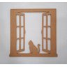 Quadro Decorativo Gato na Janela Vazado, Artesanato Gato, Placa Gato em Mdf Cru 6mm (30x30cm) - 3