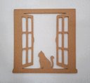 Ver imagem 3 de Quadro Decorativo Gato na Janela Vazado, Artesanato Gato, Placa Gato em Mdf Cru 6mm (30x30cm)