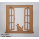 Ver imagem 2 de Quadro Decorativo Gato na Janela Vazado, Artesanato Gato, Placa Gato em Mdf Cru 6mm (30x30cm)