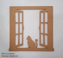 Ver imagem 2 de Quadro Decorativo Gato na Janela Vazado, Artesanato Gato, Placa Gato em Mdf Cru 6mm (30x30cm)