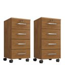 Ver imagem 1 de Kit com 2 Gaveteiro Organizador Chão Rodinhas de Madeira Escritório Quarto:freijó