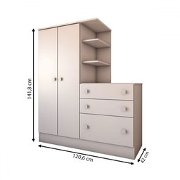 Guarda-roupa Infantil com Cômoda Divertidamente Branco - Panorama Móveis - 4