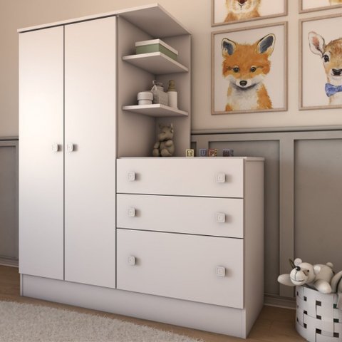 Guarda-roupa Infantil com Cômoda Divertidamente Branco - Panorama Móveis