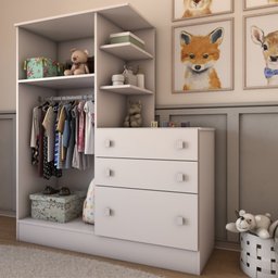 Guarda-roupa Infantil com Cômoda Divertidamente Branco - Panorama Móveis - 2