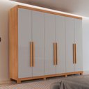 Ver imagem 1 de Guarda Roupa Casal Maya 100 Mdf 6 Portas e 6 Gavetas com Pés Moderna Mobília