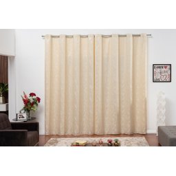 Cortina Sala Quarto Semi Blackout Jacquard Palha 3,00x2,50 - 1