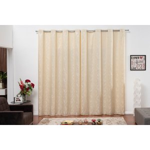 Cortina Sala Quarto Semi Blackout Jacquard Palha 3,00x2,50