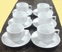 Ver imagem 6 de Kit Jogo 6 Xícaras Café Chá com Pires - 200ml Empilháveis - Porcelana Branca
