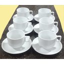 Ver imagem 6 de Kit Jogo 6 Xícaras Café Chá com Pires - 200ml Empilháveis - Porcelana Branca