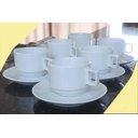 Ver imagem 7 de Kit Jogo 6 Xícaras Café Chá com Pires - 200ml Empilháveis - Porcelana Branca