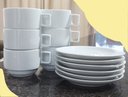 Ver imagem 5 de Kit Jogo 6 Xícaras Café Chá com Pires - 200ml Empilháveis - Porcelana Branca