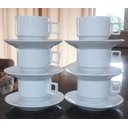 Ver imagem 2 de Kit Jogo 6 Xícaras Café Chá com Pires - 200ml Empilháveis - Porcelana Branca