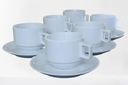 Ver imagem 1 de Kit Jogo 6 Xícaras Café Chá com Pires - 200ml Empilháveis - Porcelana Branca