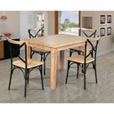 Ver imagem 1 de Mesa Jantar Retangular Madeira Maciça Aurora 120x80 com 4 Cadeiras Paris Base Alumínio - Natural