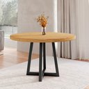 Ver imagem 1 de Mesa Redonda Madeira Maciça e Aço para Sala de Jantar Industrial Rustic Yescasa