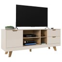 Ver imagem 2 de Rack Tv 65 Pol 160cm com 1 Porta Jaina Off White/carvalho A09 - Mpozenato