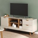 Ver imagem 1 de Rack Tv 65 Pol 160cm com 1 Porta Jaina Off White/carvalho A09 - Mpozenato