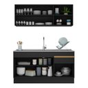 Ver imagem 6 de Armário de Cozinha Compacta 150cm com Rodapé Veneza Multimóveis V2114 Preto/Dourado