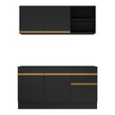 Ver imagem 7 de Armário de Cozinha Compacta 150cm com Rodapé Veneza Multimóveis V2114 Preto/Dourado