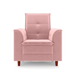 Poltrona de Amamentação Quarto Infantil com Puff Kate Pés Palito Suede Rosê - New Belle Poltrona com - 6