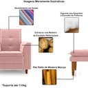Ver imagem 3 de Poltrona de Amamentação Quarto Infantil com Puff Kate Pés Palito Suede Rosê - New Belle Poltrona com