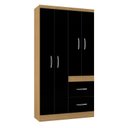 Ver imagem 1 de Guarda Roupa Solteiro Milão 4 Portas Damasco Preto – Poquema