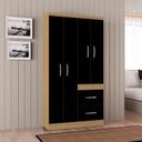 Ver imagem 2 de Guarda Roupa Solteiro Milão 4 Portas Damasco Preto – Poquema