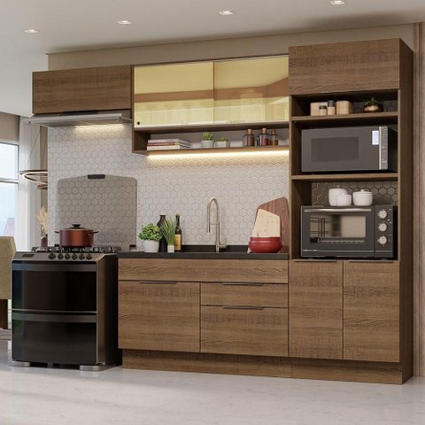 Armário de Cozinha Completa 270cm Rustic Stella Madesa 09 Rustic
