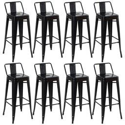KIT - 8 x banquetas altas Iron Tolix com encosto - 76 cm - Preto - Semibrilho - 1