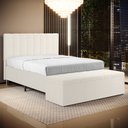 Ver imagem 1 de Cabeceira Nashira e Calçadeira Navi 140 para Cama de Casal N-037 Bouclê Off White Aradecor